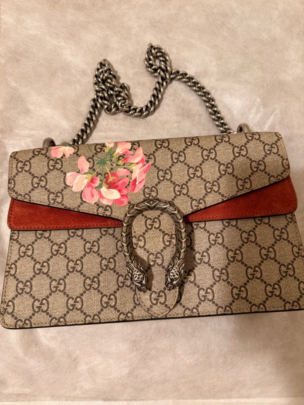 Gucci Beige GG Supreme Floral Dionysus Shoulder Bag